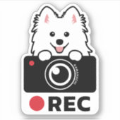 Spitz Dog Recording Vinyl Sticker Kamera Warnung (Vorderseite)