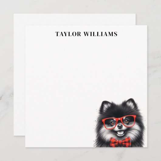 Spitz Dog Red Glassenname Template Card Mitteilungskarte (Vorne/Hinten)