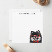 Spitz Dog Red Glassenname Template Card Mitteilungskarte (Vorderseite/Rückseite Beispiel)