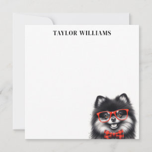 Spitz Dog Red Glassenname Template Card Mitteilungskarte
