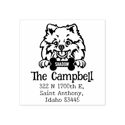 Spitz Dog, Rücksendeadresse, Gummistempel (Prägung)
