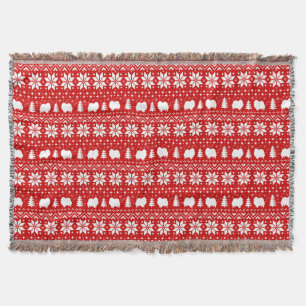 Spitz Dog Silhouetten Weihnachtsfeiertag Rot Decke