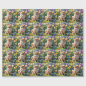 Spitz Dog Spring Blumen Malerei Geschenkpapier (Flach)