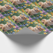 Spitz Dog Spring Blumen Malerei Geschenkpapier (Ecke)