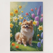 Spitz Dog Spring Blumen Malerei Puzzle (Vertikal)