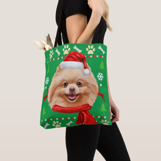 Spitz Dog Ugly Weihnachten Tasche (Von Nahem)
