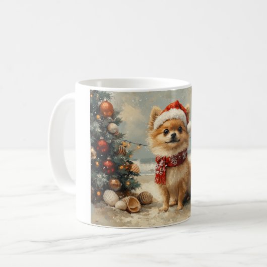 Spitz Dog Vintager Strand Kaffeetasse (Vorderseite Links)