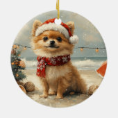 Spitz Dog Vintager Strand Keramik Ornament (Hinten)