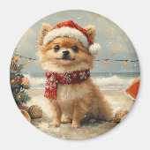 Spitz Dog Vintager Strand Magnet (Vorne)