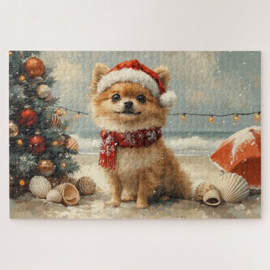 Spitz Dog Vintager Strand Puzzle (Horizontal)
