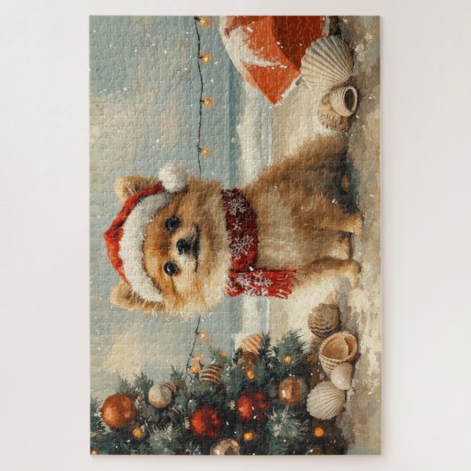 Spitz Dog Vintager Strand Puzzle (Vertikal)