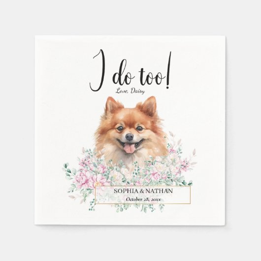 Spitz Dog Wedding Cocktail Napkins Serviette (Vorderseite)