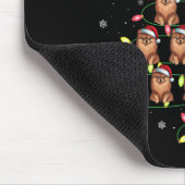 Spitz Dog Weihnachtsbaum Lichter Ugly Sw Mousepad (Ecke)