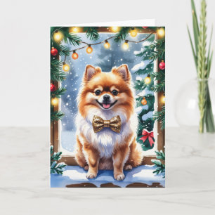 Spitz Dog Weihnachtsgrüßkarte Karte