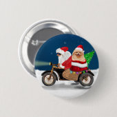 Spitz Dog Weihnachtsmann Button (Vorne & Hinten)