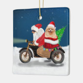 Spitz Dog Weihnachtsmann Keramikornament (Links)