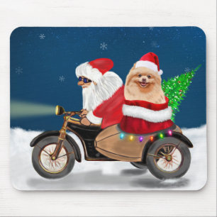 Spitz Dog Weihnachtsmann Mousepad