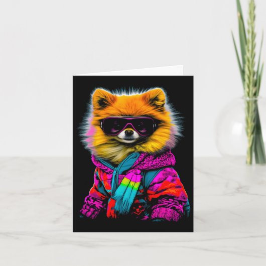 Spitz Dog Wintersport Snowboard Karte (Vorderseite)