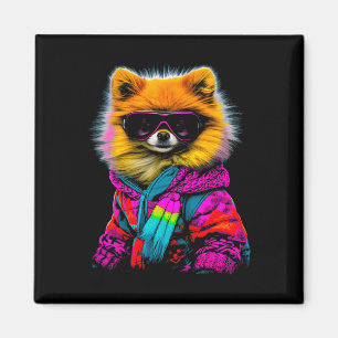 Spitz Dog Wintersport Snowboard Magnet