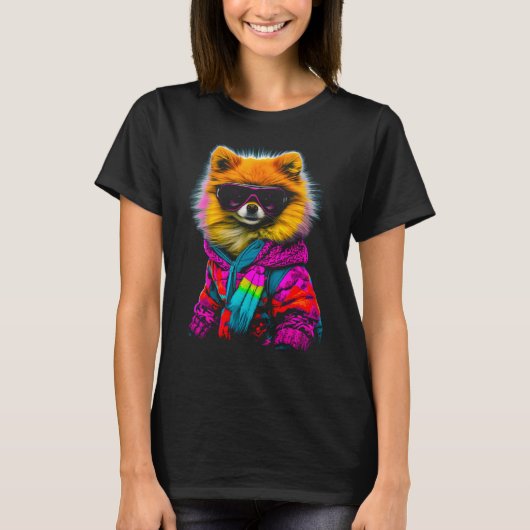 Spitz Dog Wintersport Snowboard T-Shirt (Vorderseite)