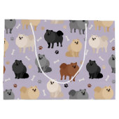 Spitz-Drucke und Dog-Knochen Große Geschenktasche Geschenktüte (Rückseite)