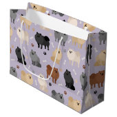 Spitz-Drucke und Dog-Knochen Große Geschenktasche Geschenktüte (Vorderseite Schrägansicht)