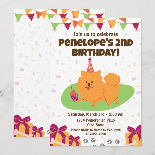 Spitz Einladung zum Geburtstag (Vorne/Hinten)