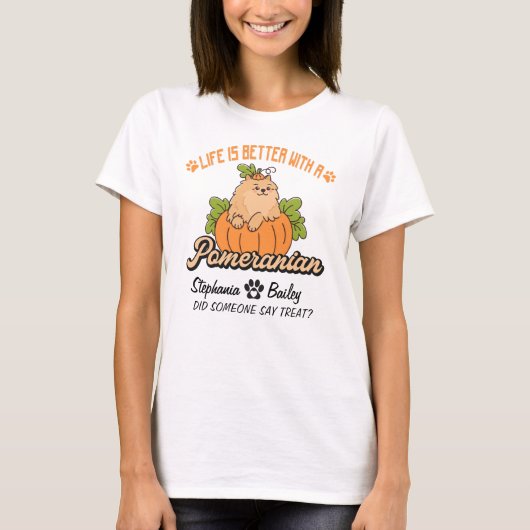 Spitz Fall Erntedank Halloween Spitz Dog T-Shirt (Vorderseite)