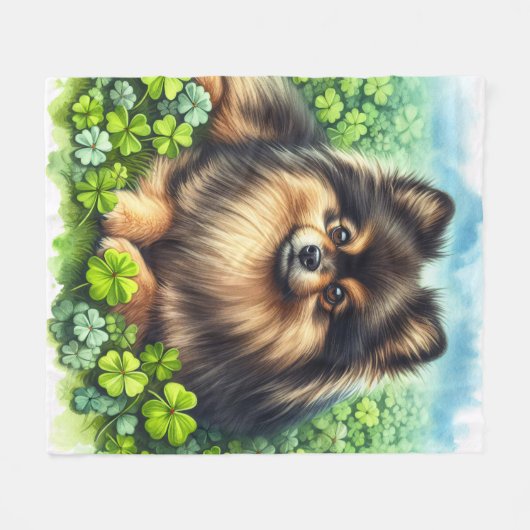 Spitz--Feld für grünes Kleeblatt Fleecedecke (Vorderseite (Horizontal))