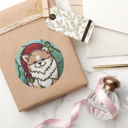 Spitz Festgläser Weihnachten Runder Aufkleber (Schenken)
