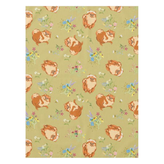 Spitz Floral Dog Muster Tablette Tischdecke (Vorderseite)