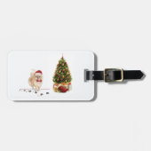 Spitz Funny Christmas Dog mit Baum Gepäckanhänger (Vorderseite horizontal)