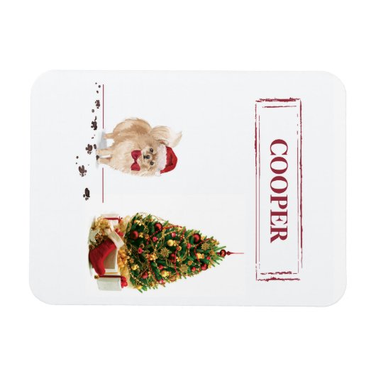 Spitz Funny Christmas Dog mit Baum Magnet (Horizontal)