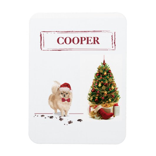 Spitz Funny Christmas Dog mit Baum Magnet (Vertikal)