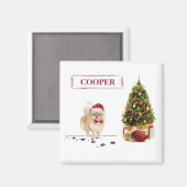 Spitz Funny Christmas Dog mit Baum Magnet (Vorderseite/Rückseite)
