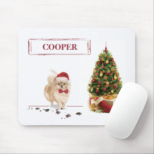 Spitz Funny Christmas Dog mit Baum Mousepad