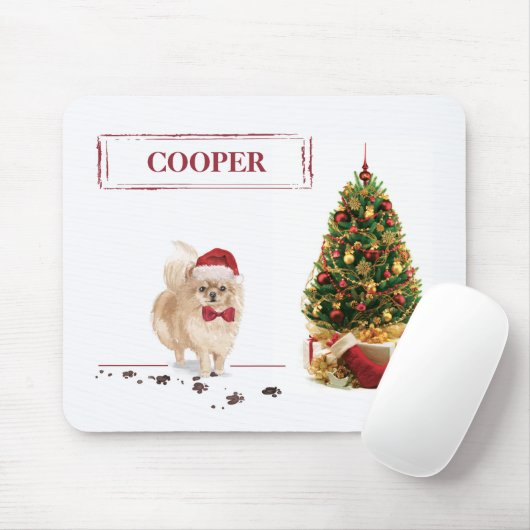 Spitz Funny Christmas Dog mit Baum Mousepad (Mit Mouse)