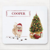 Spitz Funny Christmas Dog mit Baum Mousepad (Vorne)