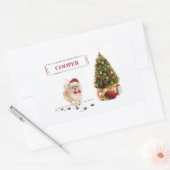 Spitz Funny Christmas Dog mit Baum Rechteckiger Aufkleber (Umschlag)