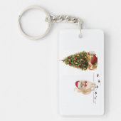 Spitz Funny Christmas Dog mit Baum Schlüsselanhänger (Vorderseite)