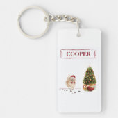 Spitz Funny Christmas Dog mit Baum Schlüsselanhänger (Vorderseite)