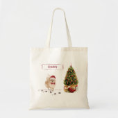 Spitz Funny Christmas Dog mit Baum Tragetasche (Vorne)