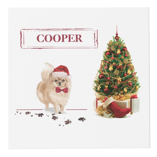 Spitz Funny Christmas Dog mit Baum Würfel (Rechts)