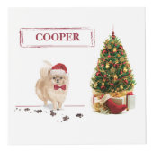 Spitz Funny Christmas Dog mit Baum Würfel (Vorderseite)