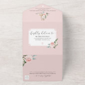 Spitz für Wasserfarben Hund und Rosa Blütenrose All In One Einladung (Außenbereich)