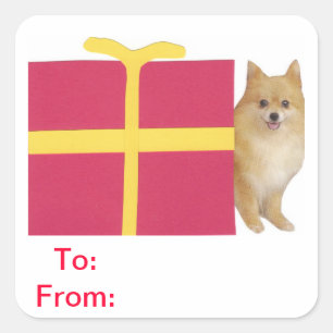 Spitz-Geschenketiketten auf und von Aufklebern Quadratischer Aufkleber