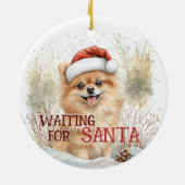 Spitz Gewartet Weihnachtsfest für den Hund Keramik Ornament (Hinten)