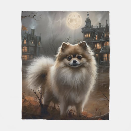 Spitz Halloween Beängstigend Fleecedecke (Vorderseite)