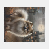Spitz Halloween Beängstigend Fleecedecke (Vorderseite (Horizontal))