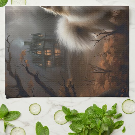 Spitz Halloween Beängstigend Geschirrtuch (Gefaltet)